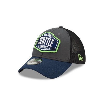 Grey Seattle Seahawks Hat - New Era NFL NFL Draft 39THIRTY Stretch Fit Caps USA1764598